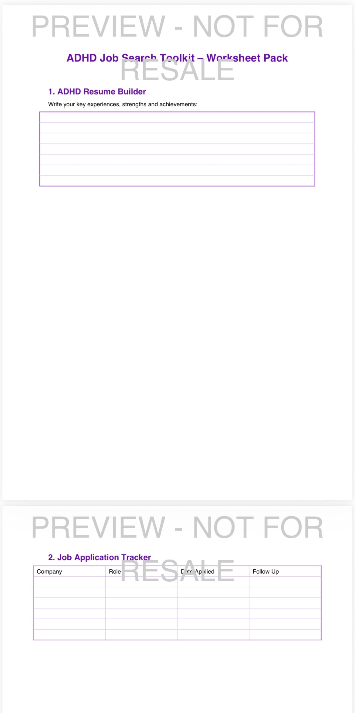 Unlocking Potential: ADHD Job Search Toolkit for Adults Bundle PDF