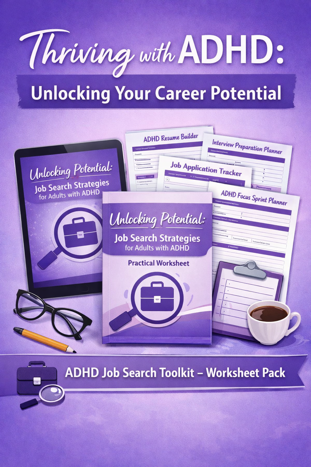 Unlocking Potential: ADHD Job Search Toolkit for Adults Bundle PDF